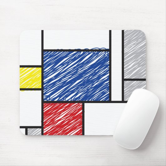 Mondrian Scribbles Minimalist Stijl Modern Art Mousepad (Mit Mouse)