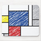 Mondrian Scribbles Minimalist Stijl Modern Art Mousepad (Vorne)