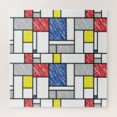 Mondrian Scribbles Minimalist Stijl Modern Art Puzzle (Horizontal)