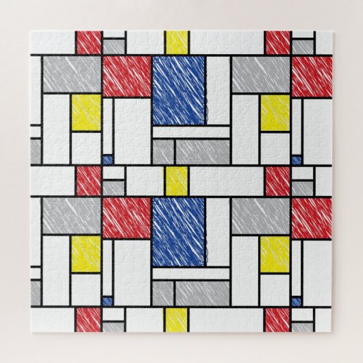 Mondrian Scribbles Minimalist Stijl Modern Art Puzzle (Horizontal)