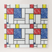 Mondrian Scribbles Minimalist Stijl Modern Art Puzzle (Horizontal)