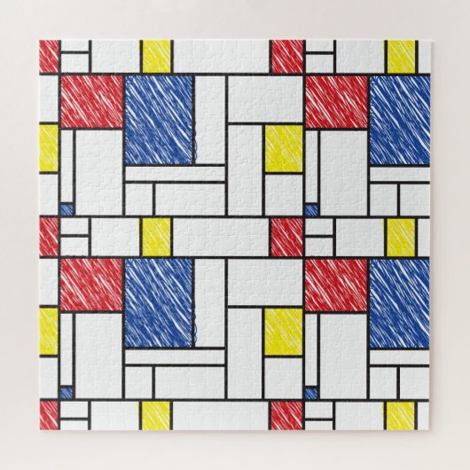 Mondrian Scribbles Minimalist Stijl Modern Art Puzzle (Horizontal)