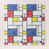 Mondrian Scribbles Minimalist Stijl Modern Art Puzzle (Vertikal)