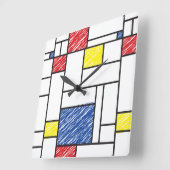 Mondrian Scribbles Minimalist Stijl Modern Art Quadratische Wanduhr (Winkel)