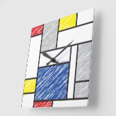 Mondrian Scribbles Minimalist Stijl Modern Art Quadratische Wanduhr (Winkel)