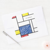 Mondrian Scribbles Minimalist Stijl Modern Art Quadratischer Aufkleber (Umschlag)