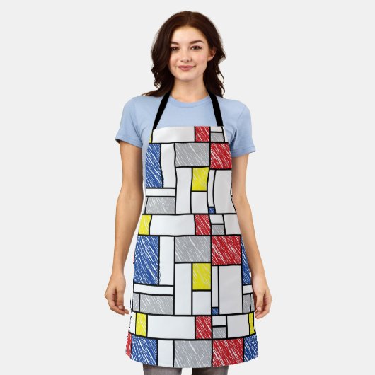Mondrian Scribbles Minimalist Stijl Modern Art Schürze (Getragen)