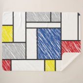 Mondrian Scribbles Minimalist Stijl Modern Art Sherpadecke (Vorderseite (Horizontal))