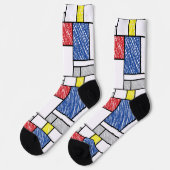 Mondrian Scribbles Minimalist Stijl Modern Art Socken (Linkes Detail)