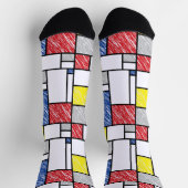 Mondrian Scribbles Minimalist Stijl Modern Art Socken (Oben)