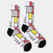 Mondrian Scribbles Minimalist Stijl Modern Art Socken (Rechts)