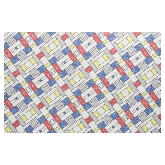 Mondrian Scribbles Minimalist Stijl Modern Art Stoff (Yard (91,4 cm))