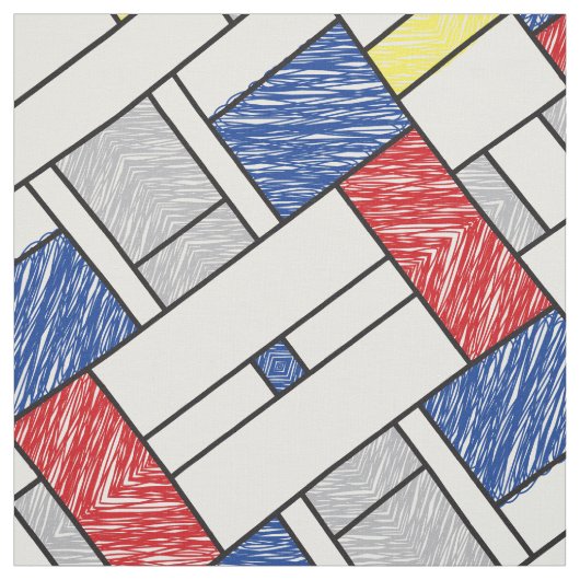Mondrian Scribbles Minimalist Stijl Modern Art Stoff (Muster)