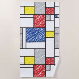 Mondrian Scribbles Minimalist Stijl Modern Art Strandtuch