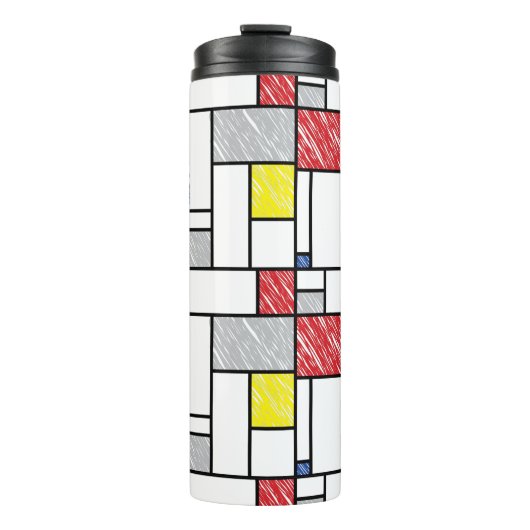 Mondrian Scribbles Minimalist Stijl Modern Art Thermosbecher (Vorderseite)