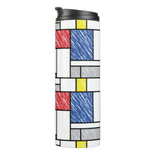 Mondrian Scribbles Minimalist Stijl Modern Art Thermosbecher