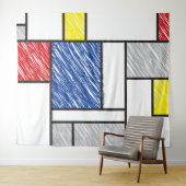 Mondrian Scribbles Minimalist Stijl Modern Art Wandteppich (Beispiel (Horizontal))