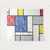 Mondrian Scribbles Minimalist Stijl Modern Art Wandteppich (Vorderseite (Horizontal))