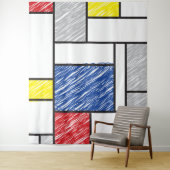 Mondrian Scribbles Minimalist Stijl Modern Art Wandteppich (Beispiel)