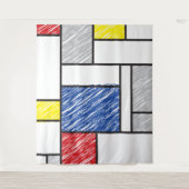 Mondrian Scribbles Minimalist Stijl Modern Art Wandteppich (Vorderseite)