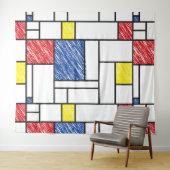 Mondrian Scribbles Minimalist Stijl Modern Art Wandteppich (Beispiel (Horizontal))