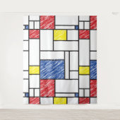Mondrian Scribbles Minimalist Stijl Modern Art Wandteppich (Vorderseite)