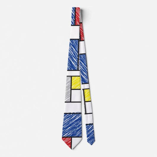 Mondrian Scribles Minimalistisch De Stijl Modern A Krawatte (Vorderseite)