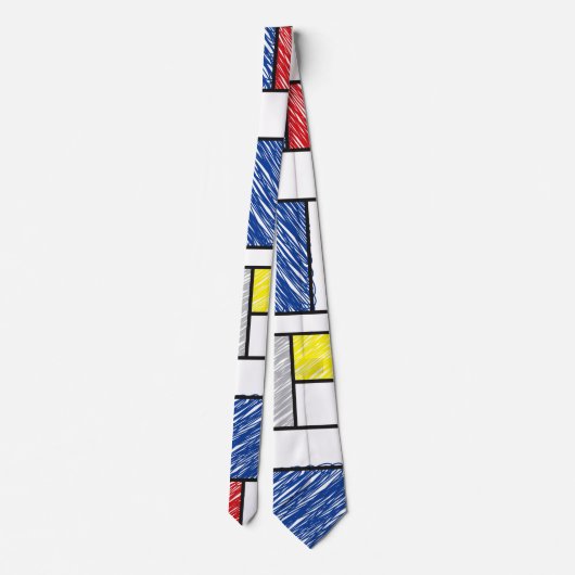 Mondrian Scribles Minimalistisch De Stijl Modern A Krawatte (Rückseite)