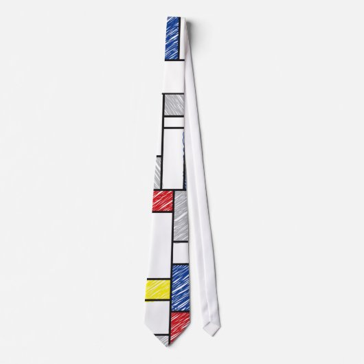 Mondrian Scribles Minimalistisch De Stijl Modern A Krawatte (Vorderseite)