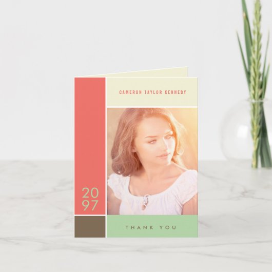 Mondrian Simple Color Blocks Abschluss Foto Dankeskarte (Vorderseite)