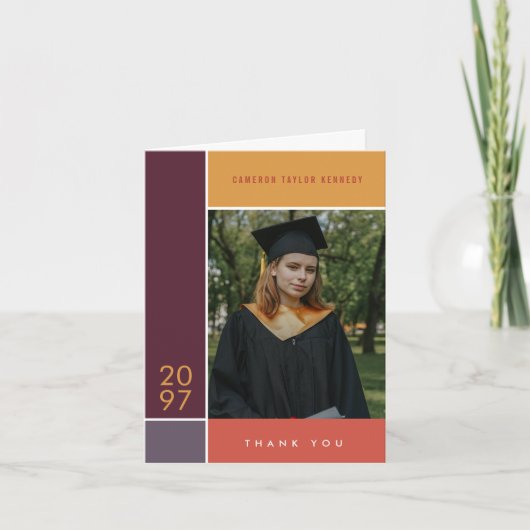 Mondrian Simple Color Blocks Abschluss Foto Dankeskarte (Vorderseite)