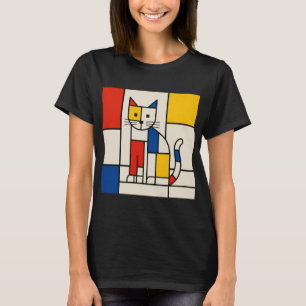 Mondrian-Stil geometrische Katze abstrakt Pop-Art T-Shirt