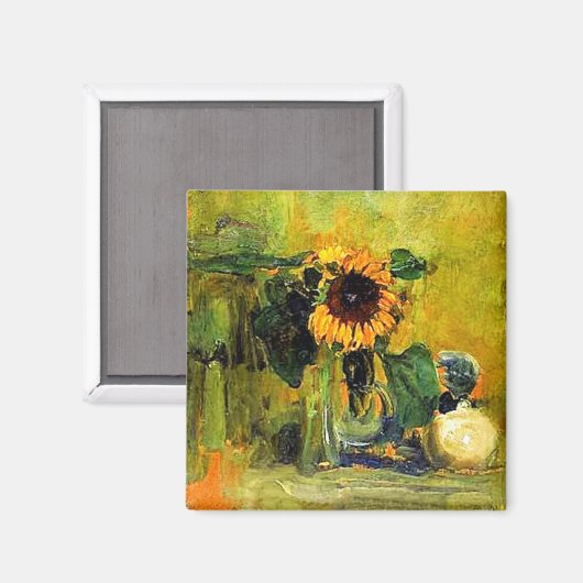 Mondrian - Stillleben mit Sonnenblumen, Magnet (Vorderseite/Rückseite)