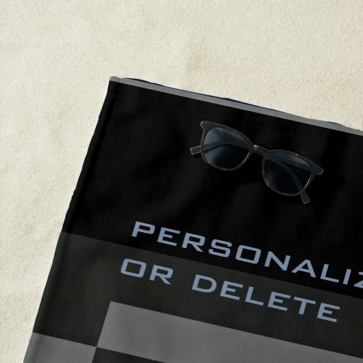 Mondrian Style Abstrakt Modern Pattern Black Navy Strandtuch (Beispiel)