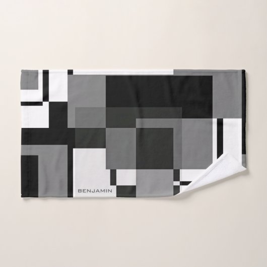 Mondrian Style Abstrakt Moderne Muster Schwarz-wei Badhandtuch Set (Handtuch)
