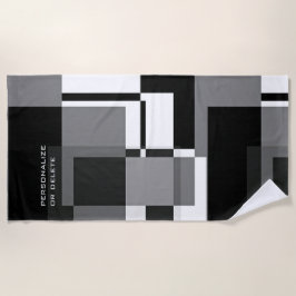 Mondrian Style Abstrakt Moderne Muster Schwarz-wei Strandtuch