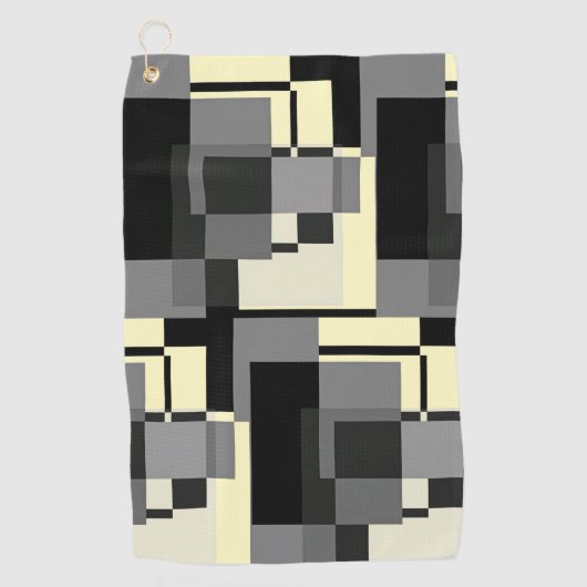 Mondrian Style Grau gelb Abstrakt Moderne Muster Golfhandtuch (Vorderseite)