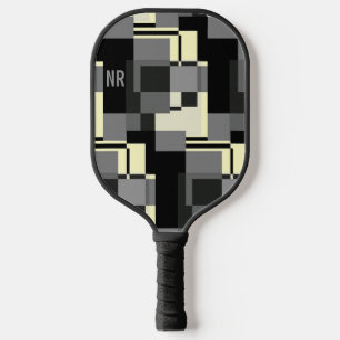 Mondrian Style Grau gelb Abstrakt Moderne Muster Pickleball Schläger