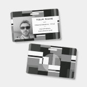 Mondrian Style Gray Abstrakt Modern Geometric Chic Ausweis (Vorder- & Rückseite)