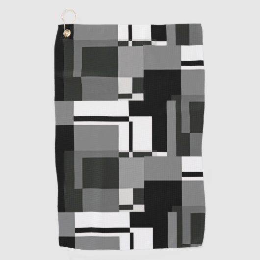 Mondrian Style Gray Abstrakt Modern Geometric Chic Golfhandtuch (Vorderseite)