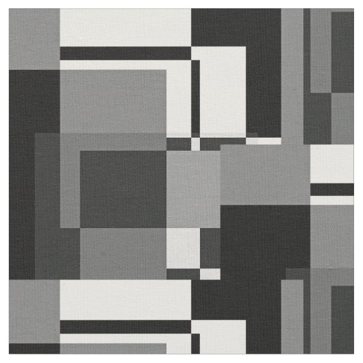 Mondrian Style Gray Abstrakt Modern Geometric Chic Stoff (Nahaufnahme)