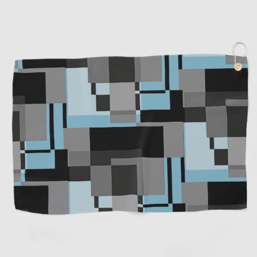 Mondrian Style Gray Blue Abstrakt Modern Geometric Golfhandtuch (Horizontal)