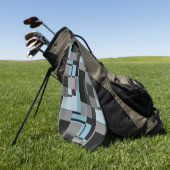 Mondrian Style Gray Blue Abstrakt Modern Geometric Golfhandtuch (Gras)