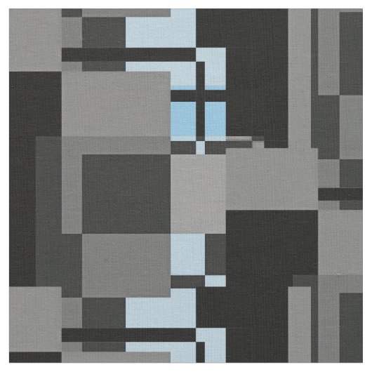 Mondrian Style Gray Blue Abstrakt Modern Geometric Stoff (Nahaufnahme)