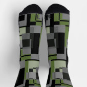 Mondrian Style Gray Green Abstrakt Modern Pattern Socken (Oben)