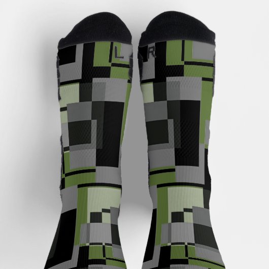 Mondrian Style Gray Green Abstrakt Modern Pattern Socken (Oben)