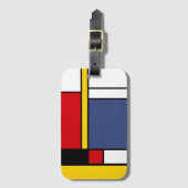 Mondrian Style Modernes Abstraktes Kunstdesign Gepäckanhänger (Vorderseite Vertikal)