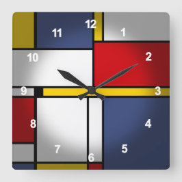 Mondrian Style Modernes Abstraktes Kunstdesign Quadratische Wanduhr