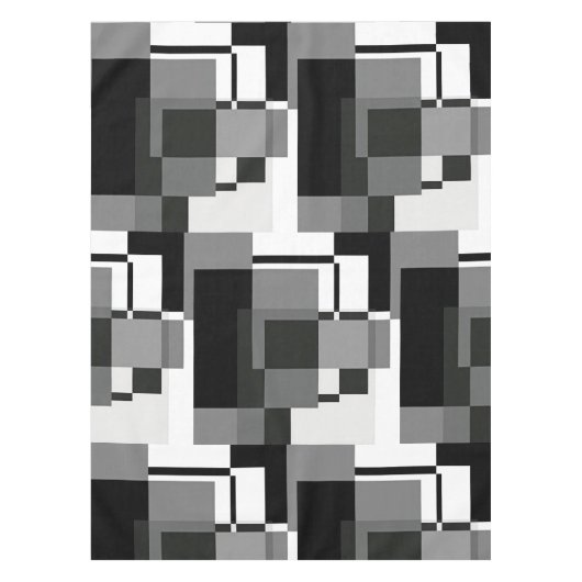 Mondrian Style Muster Schwarz-weiß Gray Geometric Tischdecke (Vorderseite)