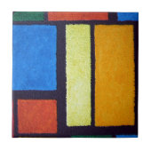 Mondrian Style Orange Green Blue Fuzzy Abstrakt Fliese (Vorderseite)